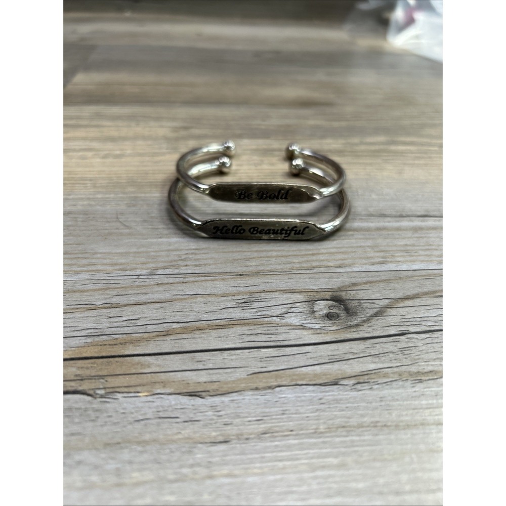 AVON‎ I am Fabulous 2 Bracelets Cool Cuff  Silvertone Hello Beautiful Be Bold